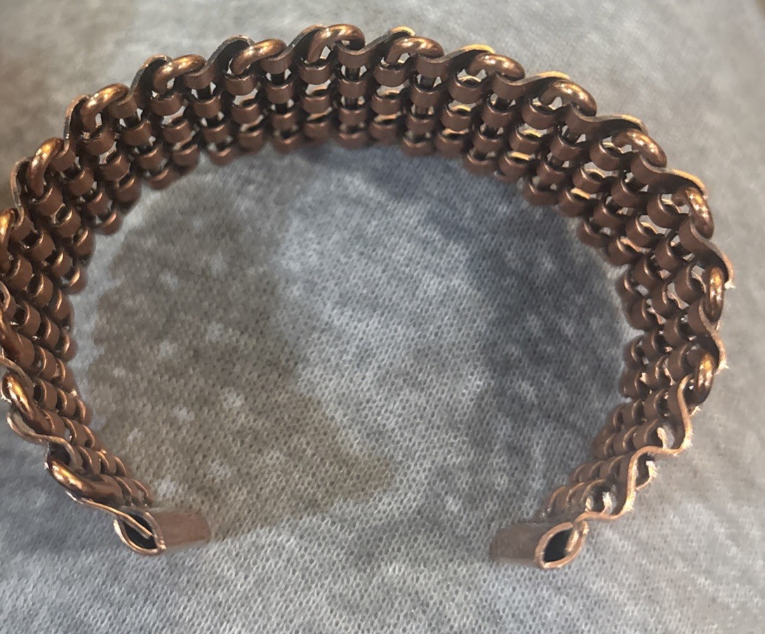 VTG RENOIR Copper Modernist Basket Weeve Bracelet Signed Mid Century 1950s MCM
