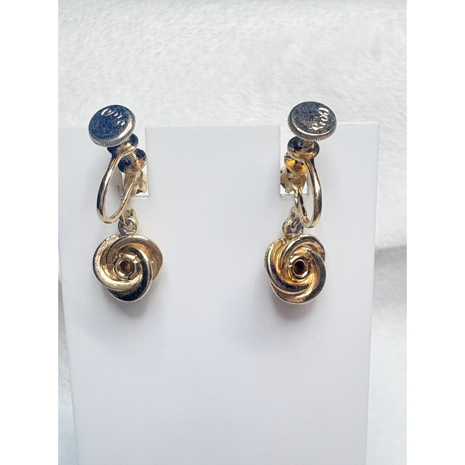 1950s Signed Coro Gold-tone Knot Earrings Screw-back-Mid Century Jewelry
