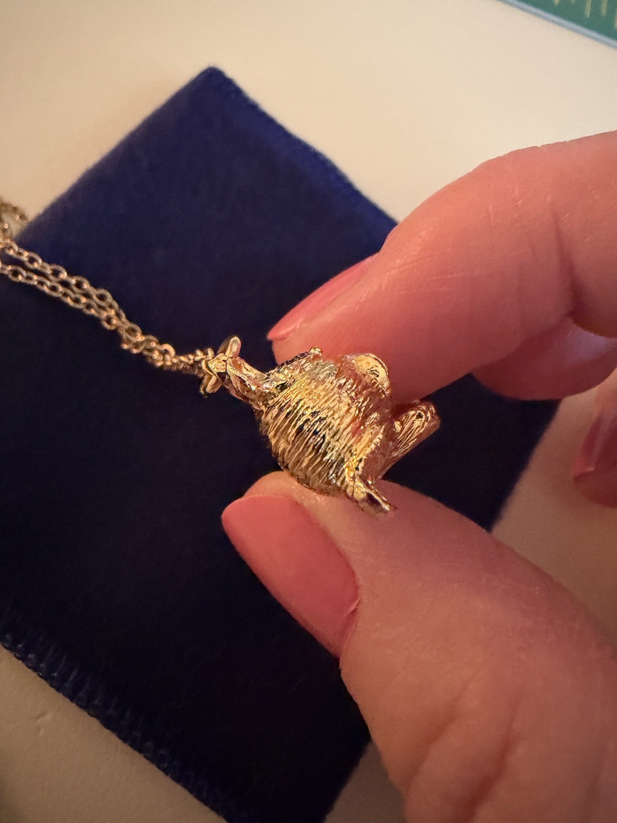 Vintage Franklin Mint 24kt Gold Plated 1978 Teddy Bear Pendant