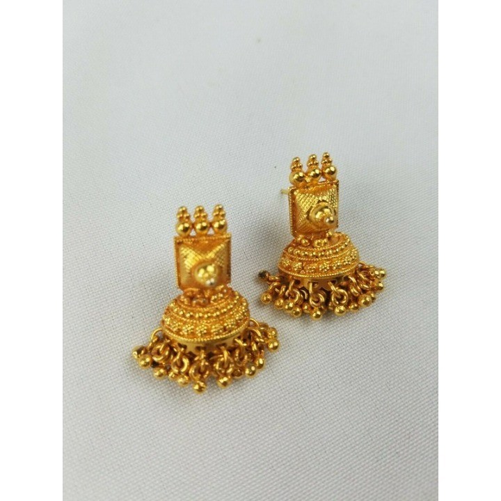Vtg gold tone drop stud back earrings old money renaissance florentine