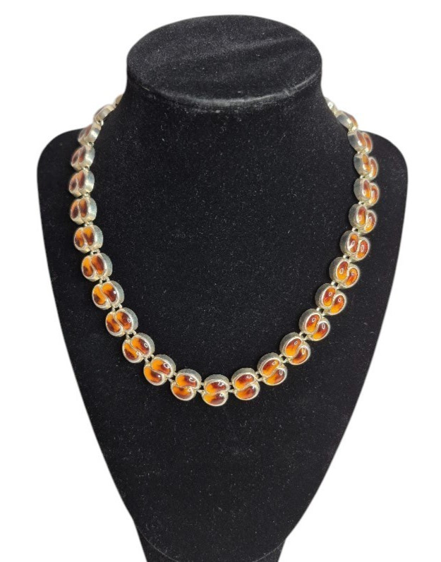VTG 3pc Necklace, Bracelet & Earrings Liz Claiborne Faux Amber Resin Japan New