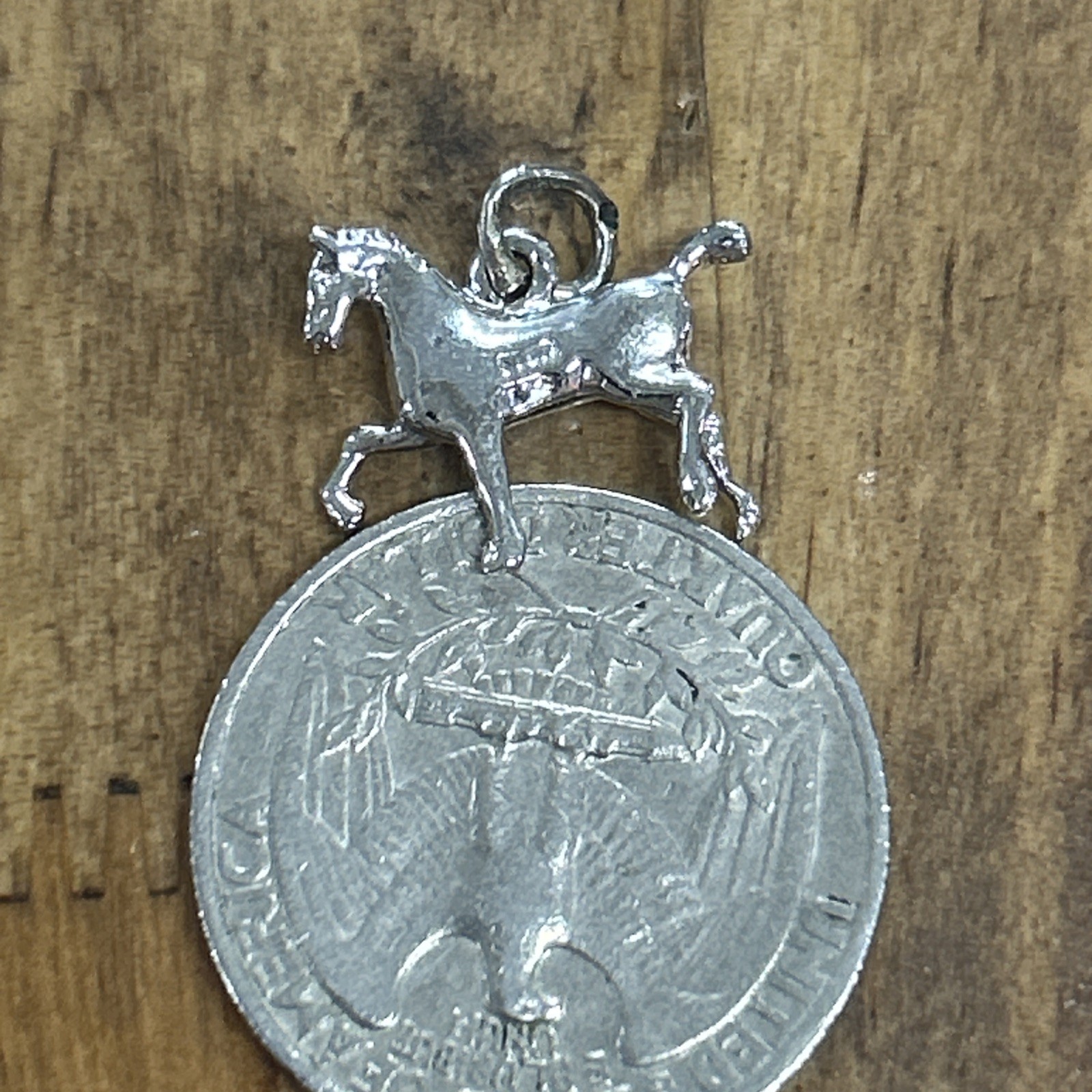 Galloping Horse Charm Signed Vintage Sterling Silver Equestrian Equine 1.52 G