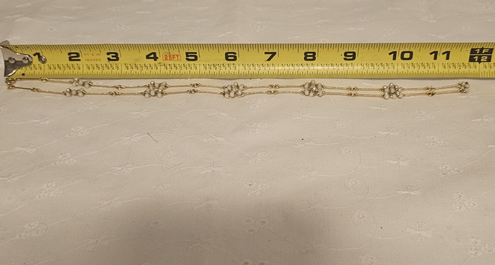 Avon Gold Tone Faux Pearl Cluster Station Necklace 24 Inch Yellow Gold Plated