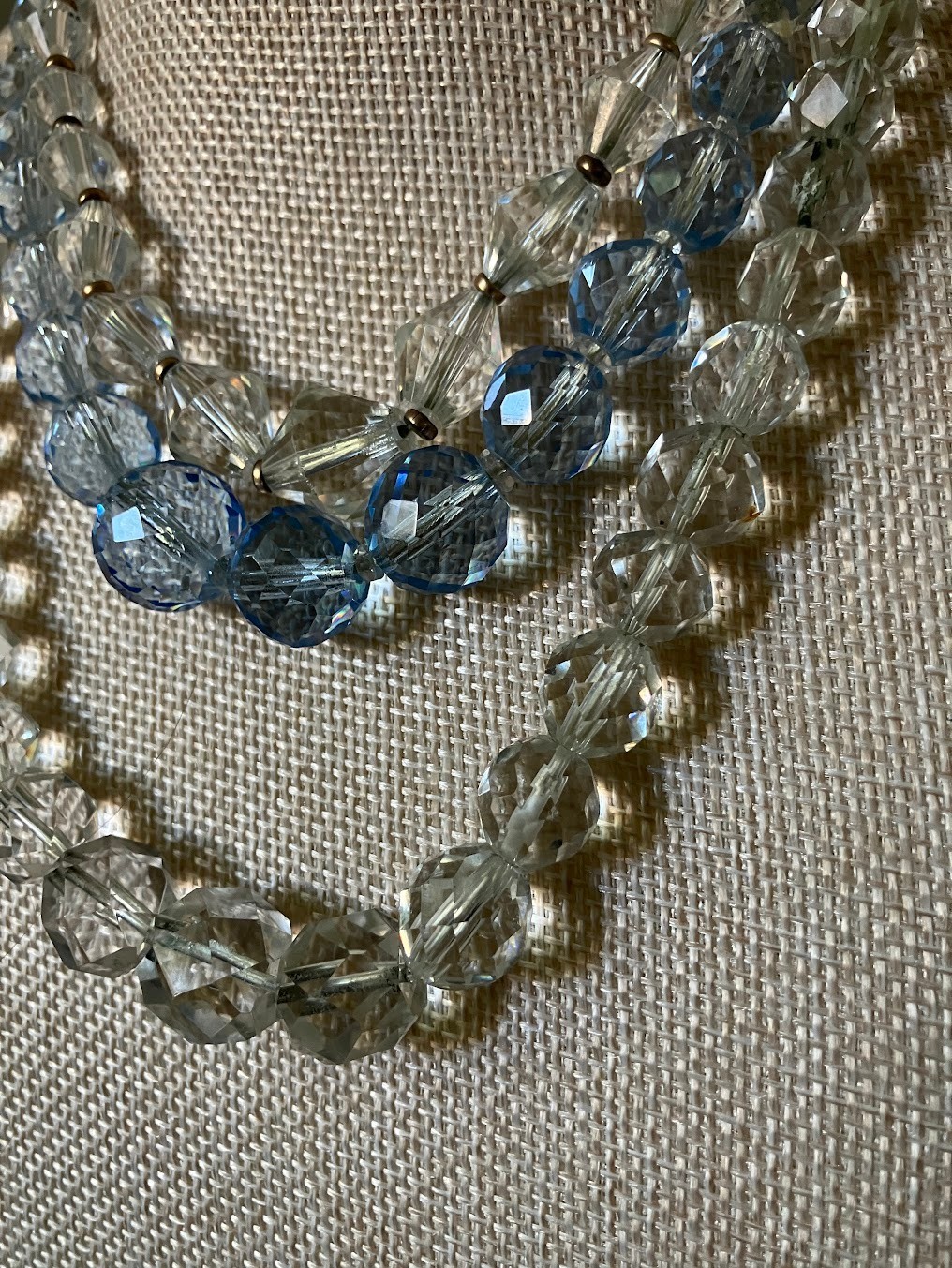 Vintage Faceted Crystal Glass Necklace Lot Cones Rounds FOR RESTRINGING UPCYCLE