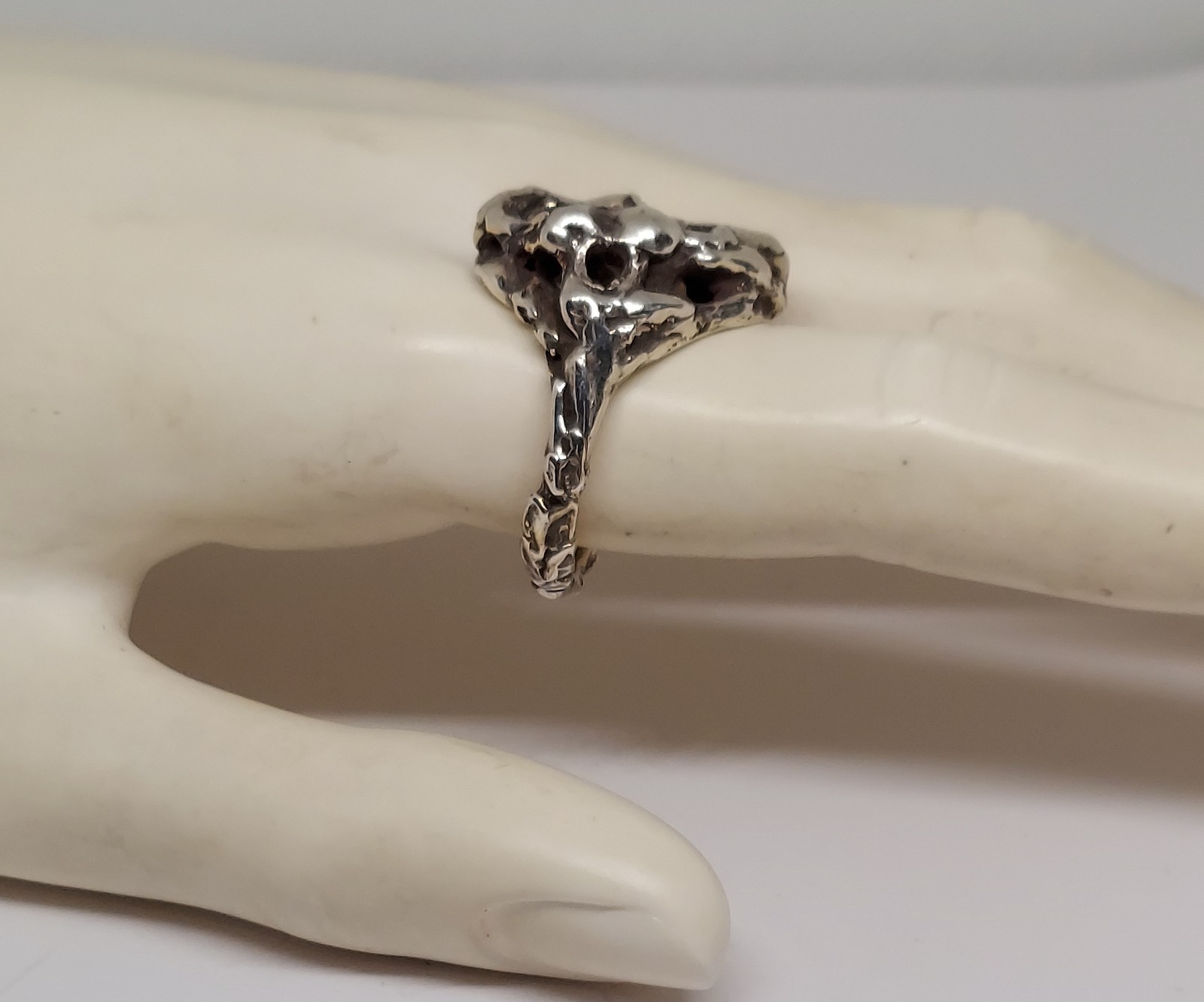 Vintage Brutalist Modernist RING Sterling Silver Handmade size 7.5