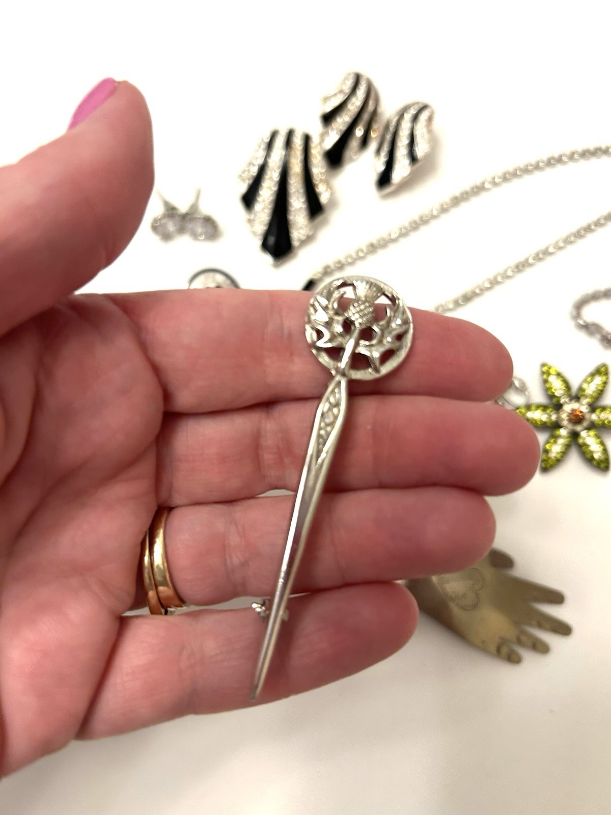 Vintage Silver Tone Rhinestones Earrings Pendant Avon Nina Ricci Lot Unbranded