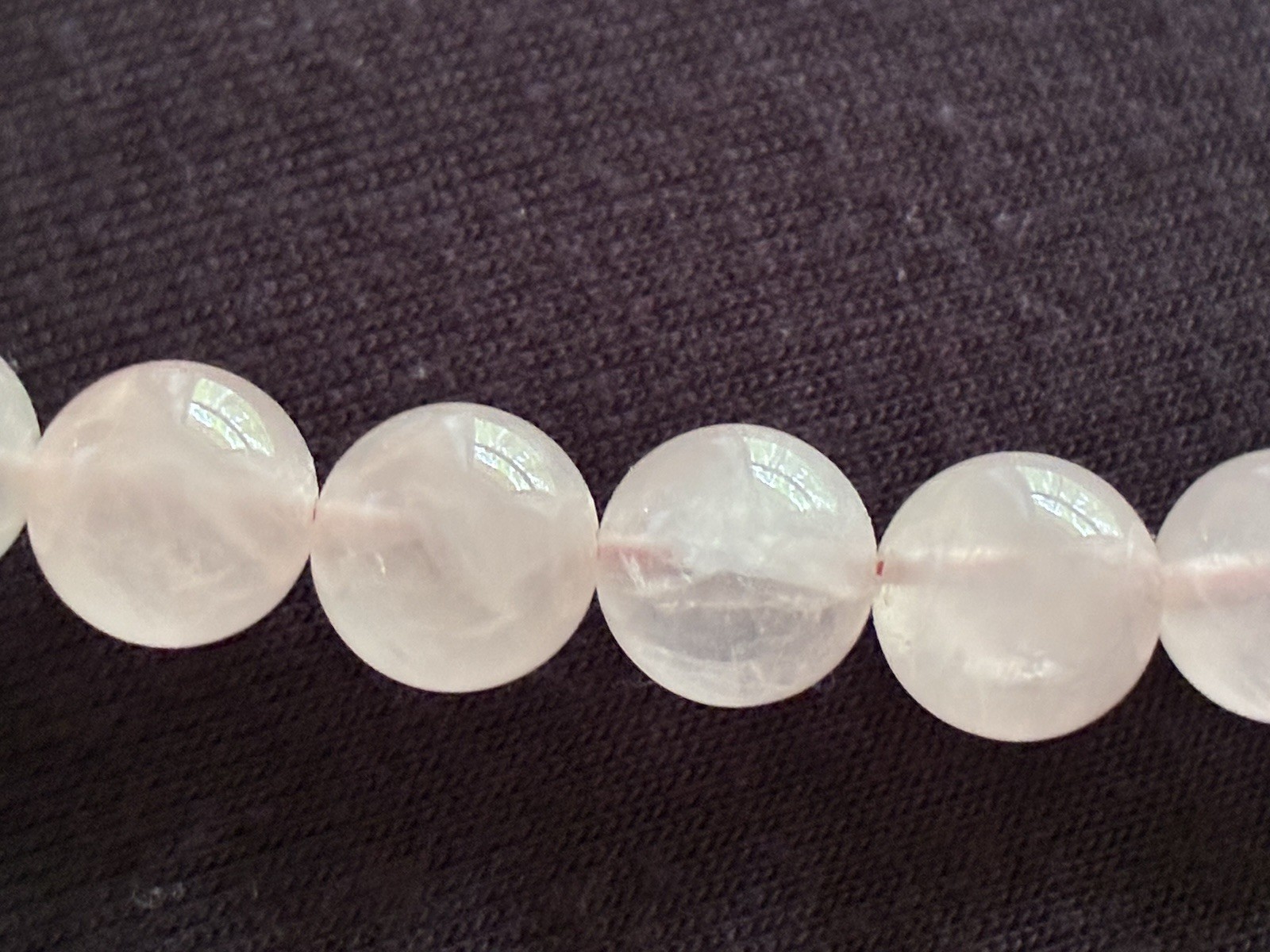 VTG Rose Quartz Bead Necklace Hand Knotted Genuine Pink Gemstone Choker S Clasp