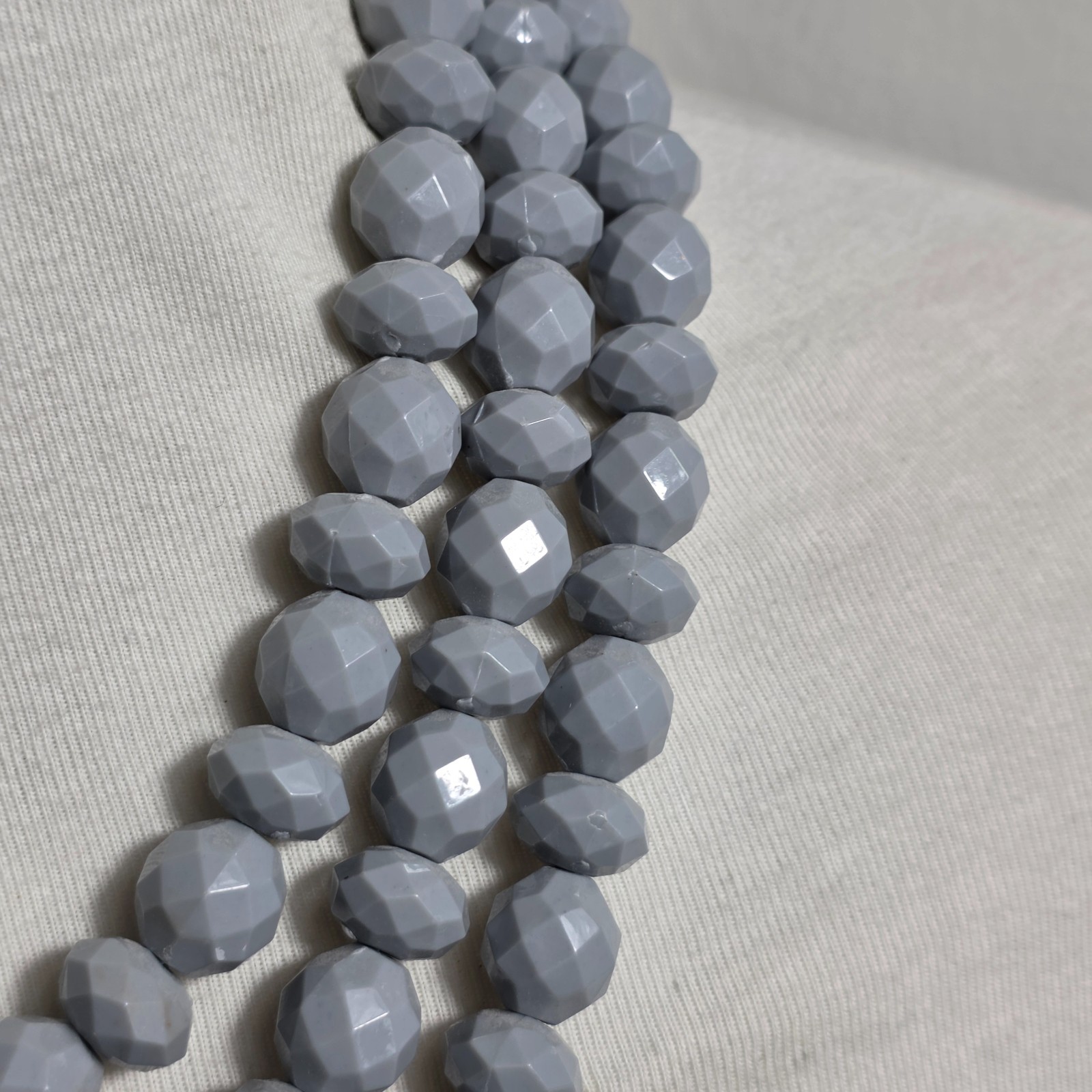 Sugarfix by BaubleBar Triple Strand Statement Necklace Gray Faceted Beads