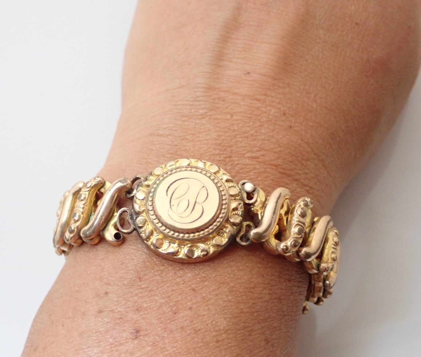 Antique Gold Filled Sweetheart Expansion Expandable Stretch Bracelet 28.5g