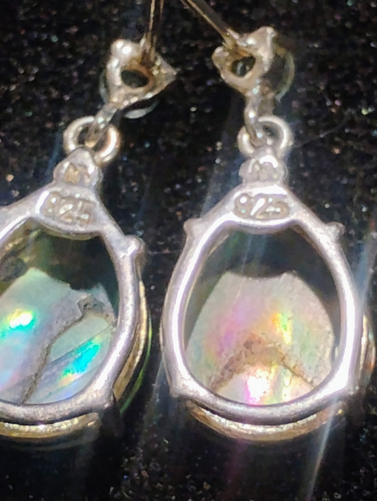 Nevada Silver Company 925 S.S. Abalone Paua Shell Blue Topaz Drop Earrings