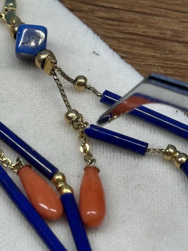 Earrings silver 925 natural coral Lapislazuli