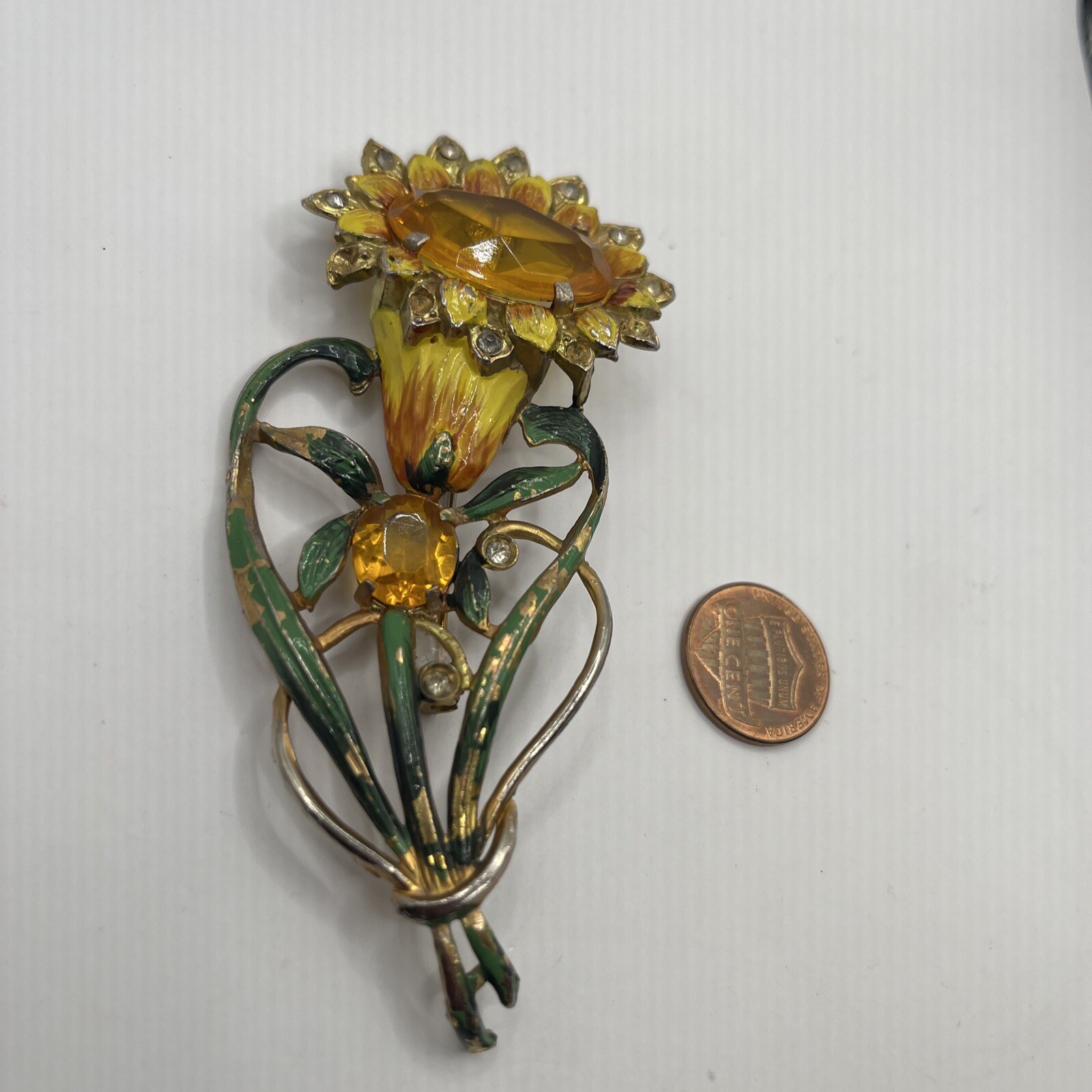 Vintage 1930s-1950s Large Sun Flower Brooch. #6
