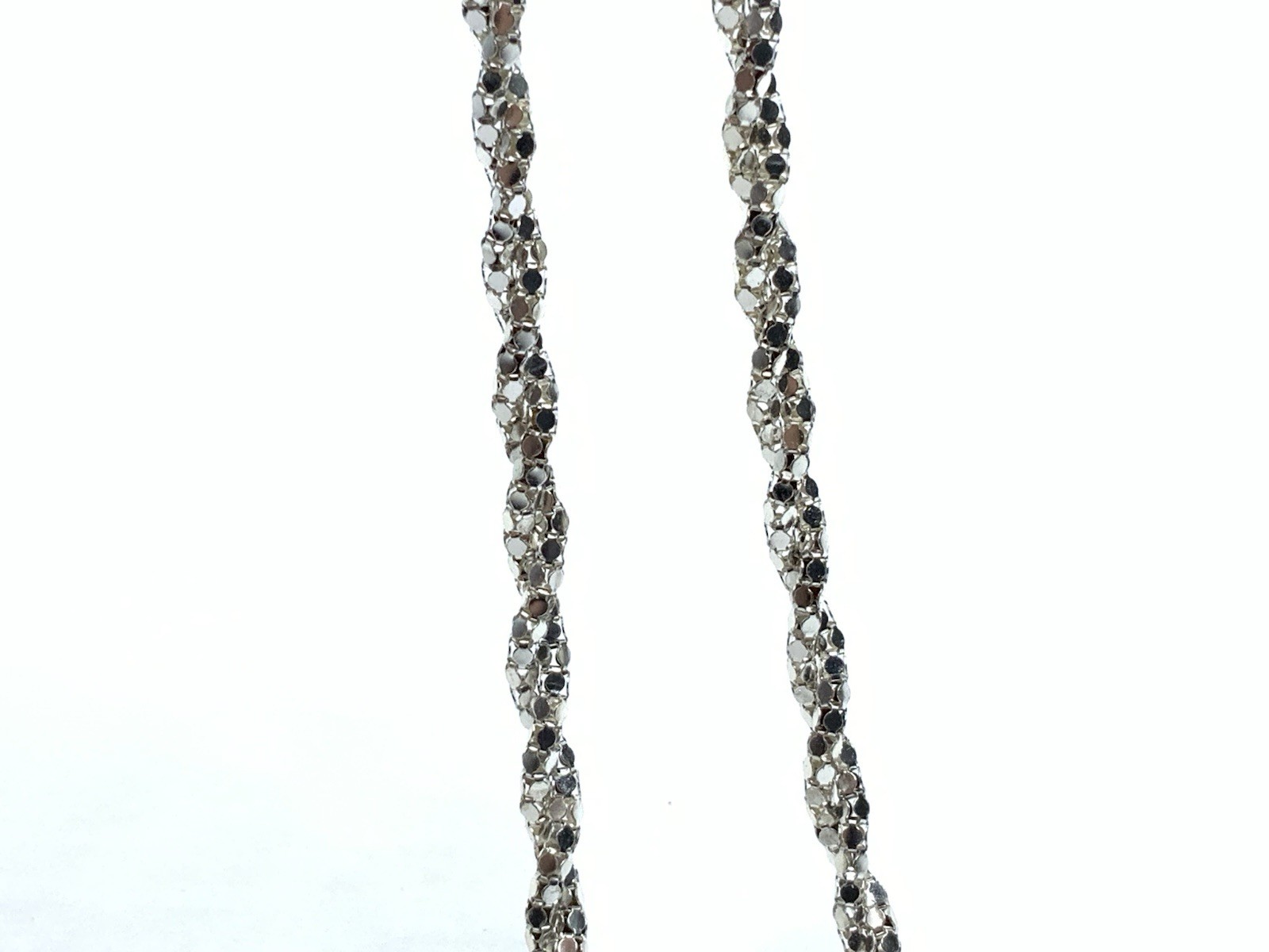Sterling Silver Rhodium HAN ITALY 3.7 mm Popcorn Twist Chain 18” Necklace