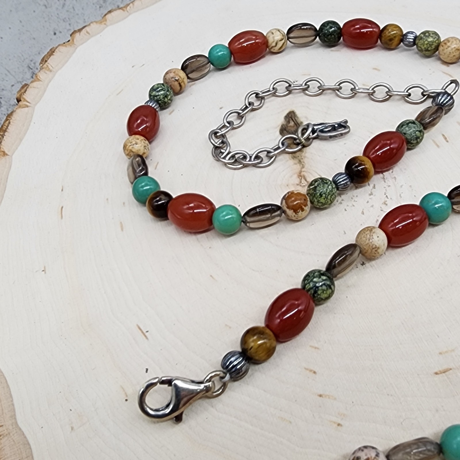 Carolyn Pollack 925 Sterling Multicolor Stones Beaded Necklace 26″ – 52g