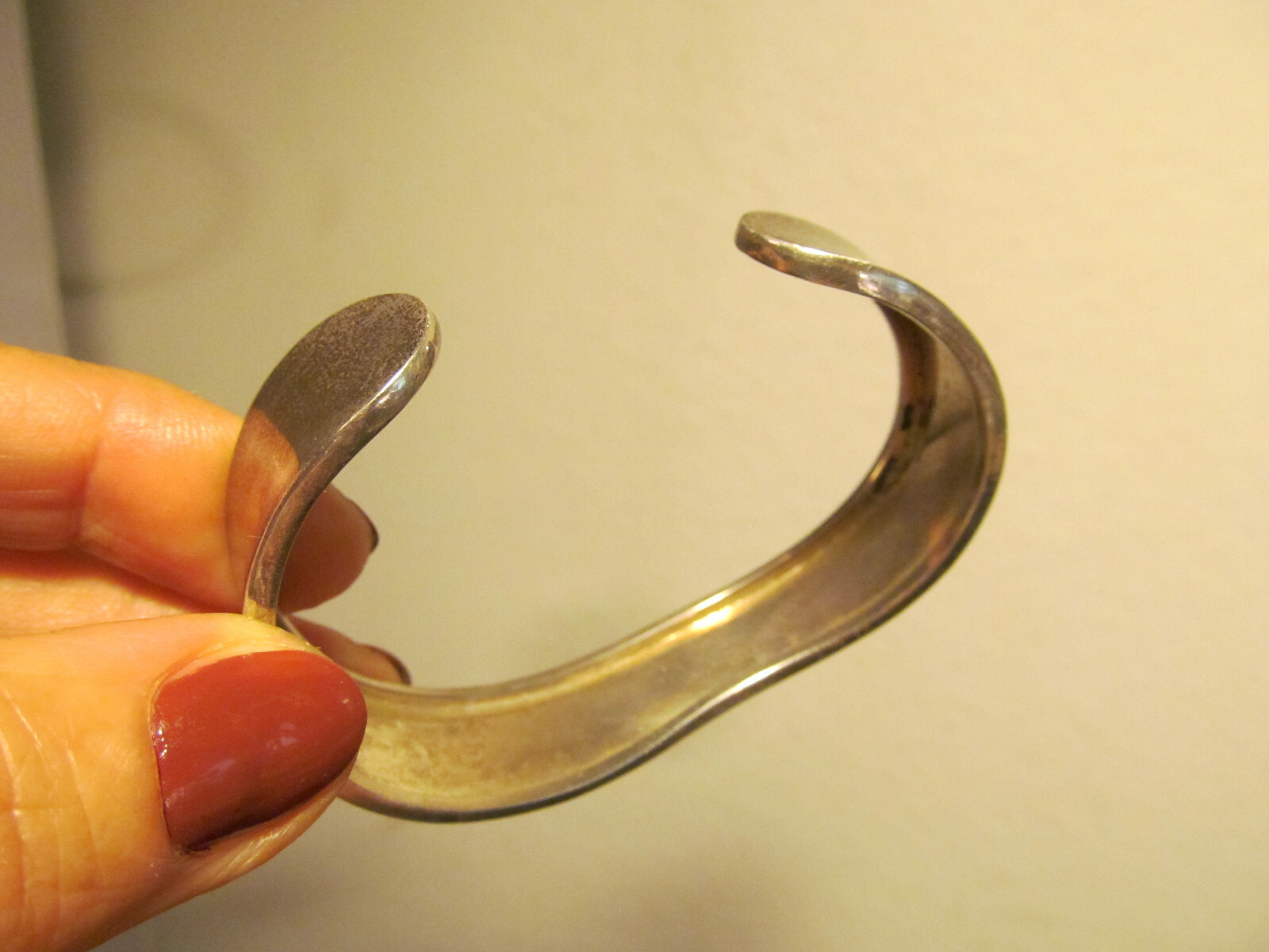 Vintage 925 Sterling Silver Wavy Pattern Band Cuff bracelet 21.4g