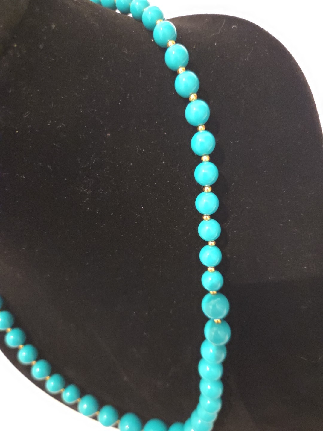 Vintage Boho Teal And Gold Tone Beaded Necklace With Matching Clip-On Earrings!