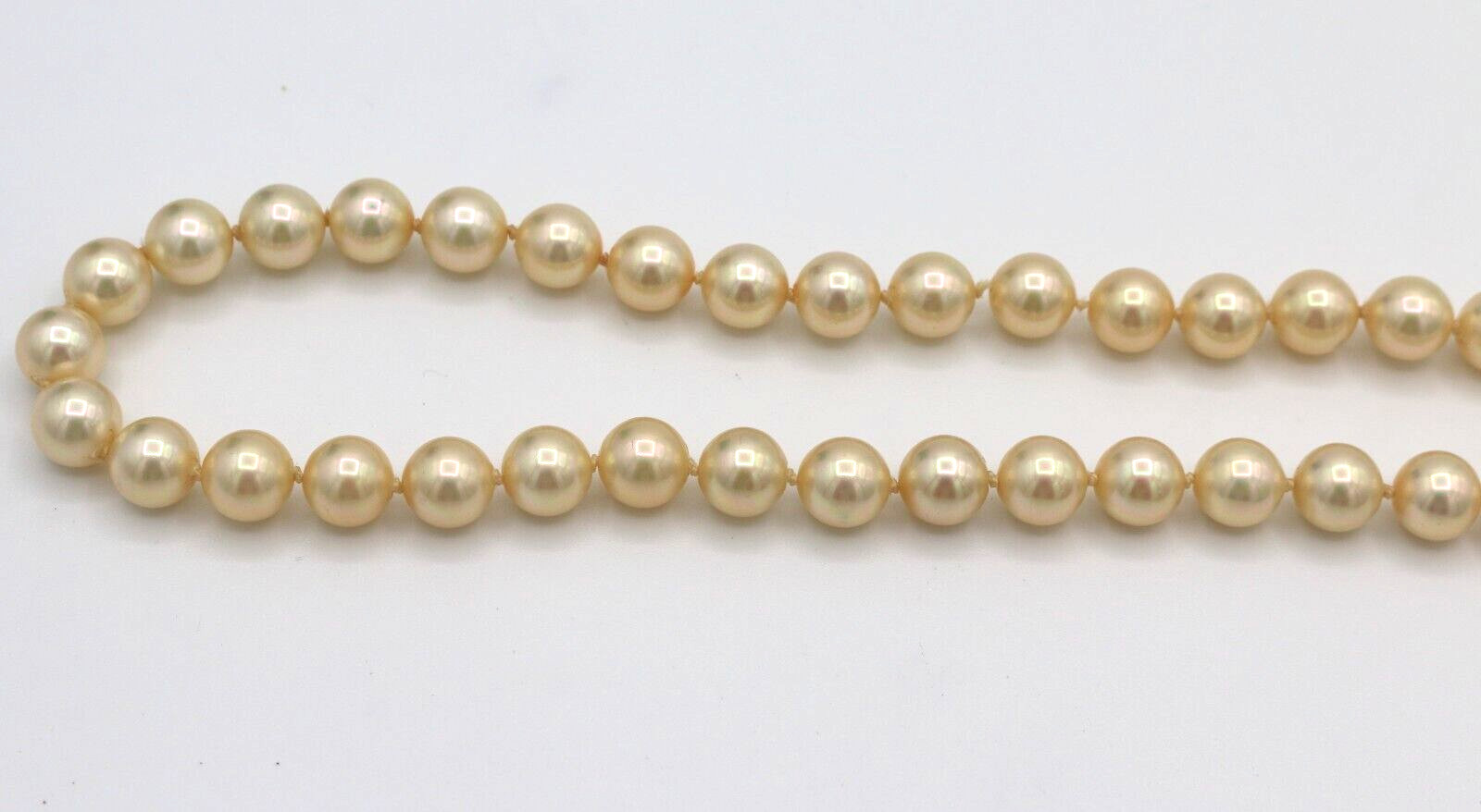 Vintage 14k White Gold Clasp Faux Pearl Knotted Necklace 15”