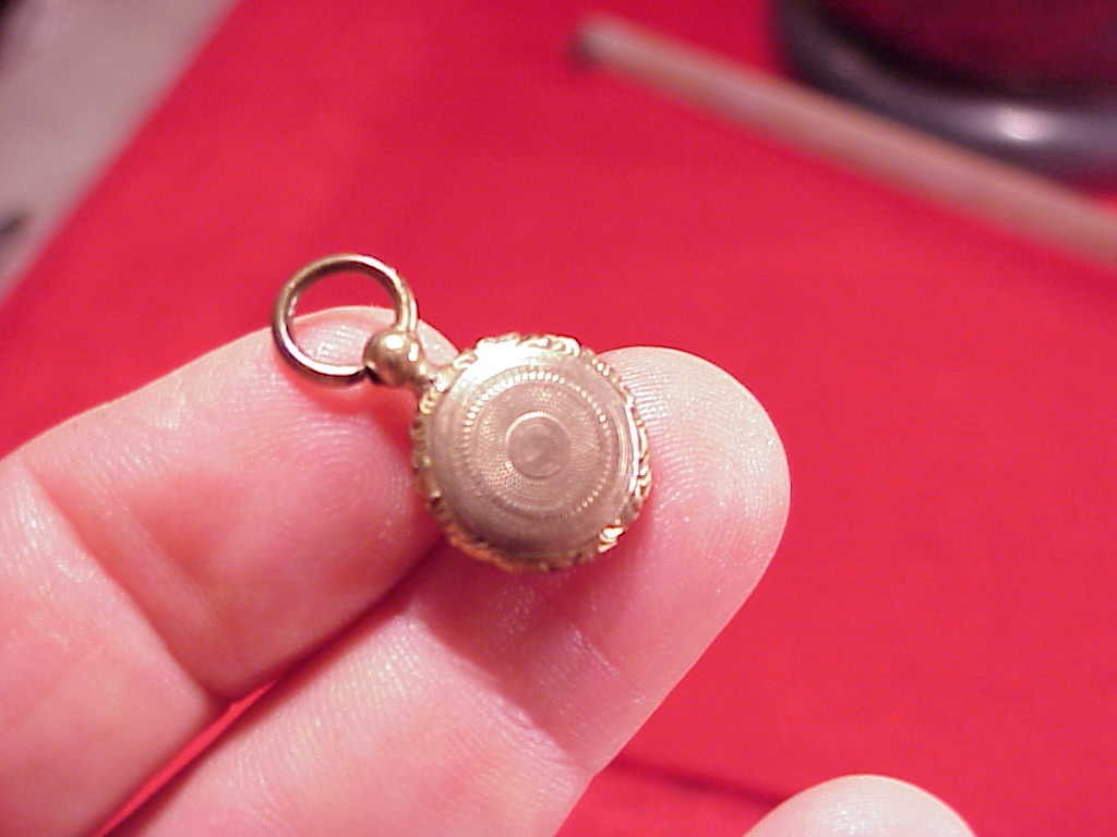 Antique TINY 1/2 INCH Vintage Victorian Small Gold Filled Hair Mourning Locket