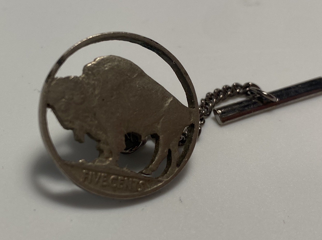 Cut Out Buffalo Nickel 5 Cents Coin USA Vintage Tie Tac Lapel Pin Badge
