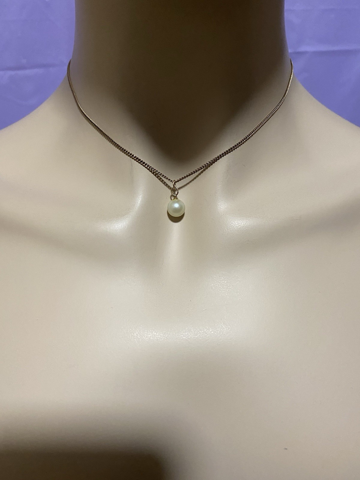Vintage 12k Gold Filled Pearl Solitaire Necklace Approx 16 Inches