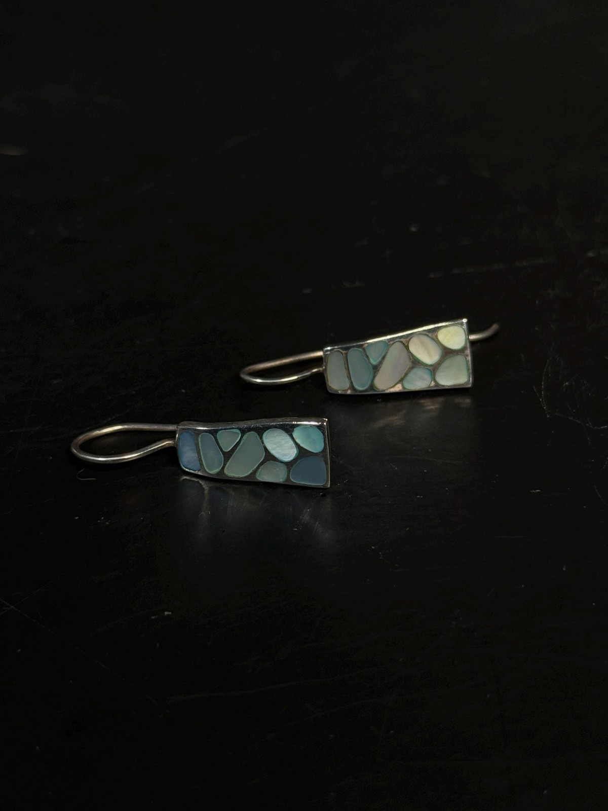 Sterling Silver Mother of Pearl Shell Drop Earrings