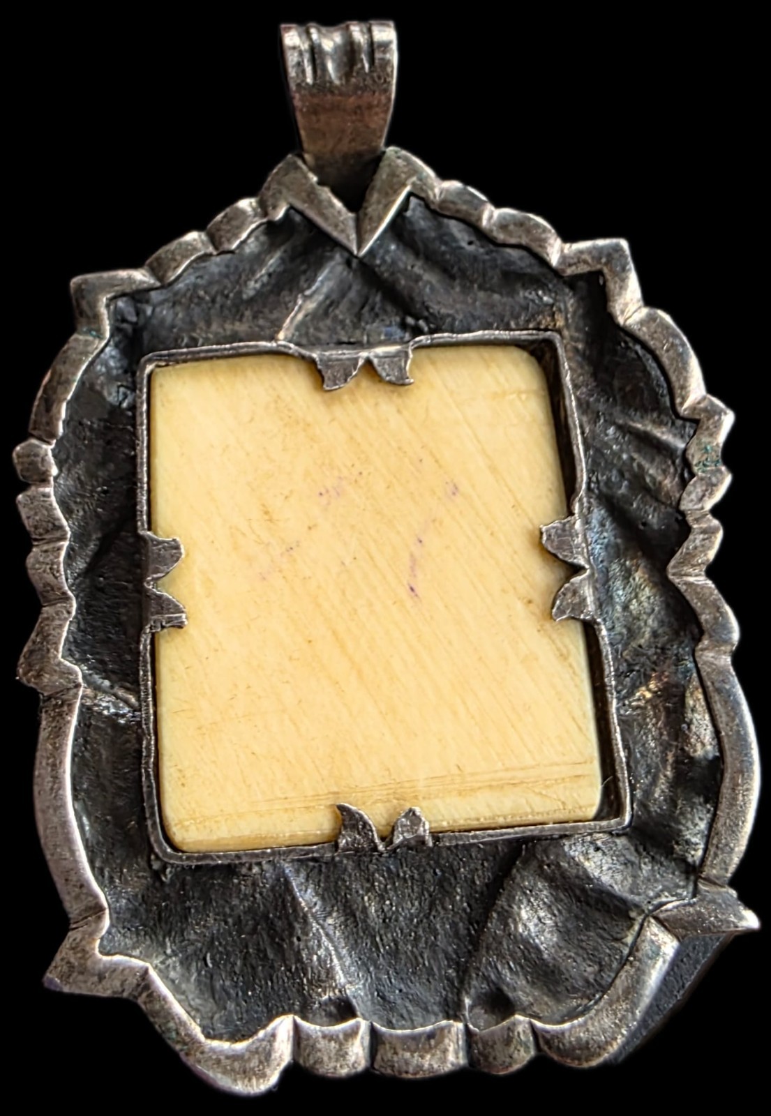 Fine Antique Art Nouveau Silver Gold Madonna Virgin Mary and Jesus Pendant C1900