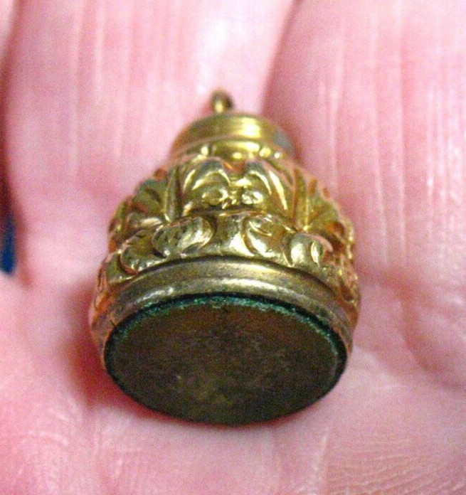 GOLD FILLED YELLOW GLASS CHARM FOB PENDANT VICTORIAN 6.4 GRAMS J-586