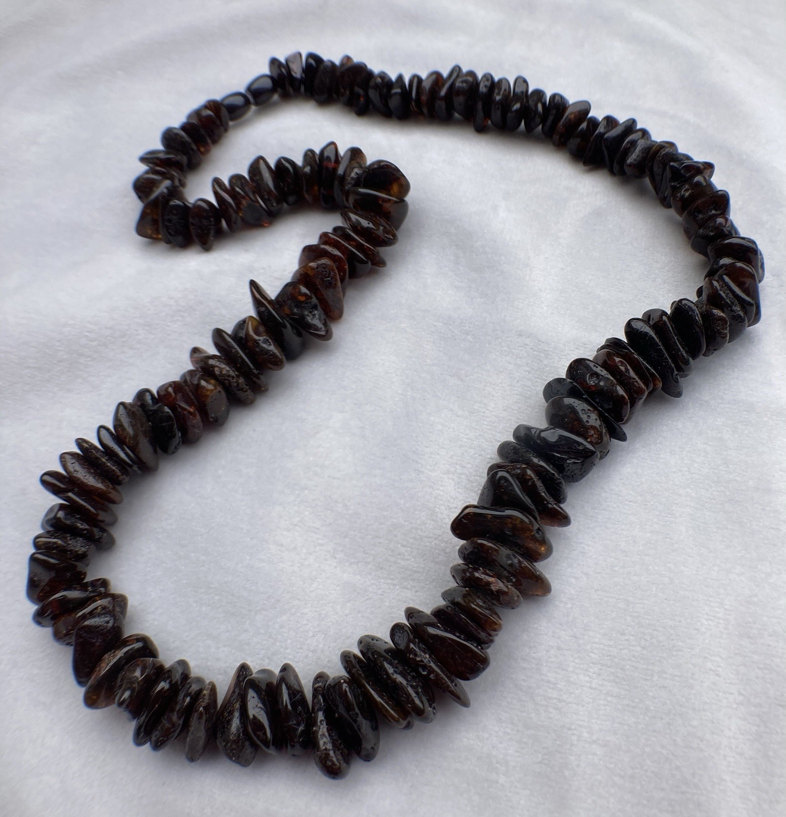 Natural Dark Amber Necklace 45 cm, 33 g, Solid Amber