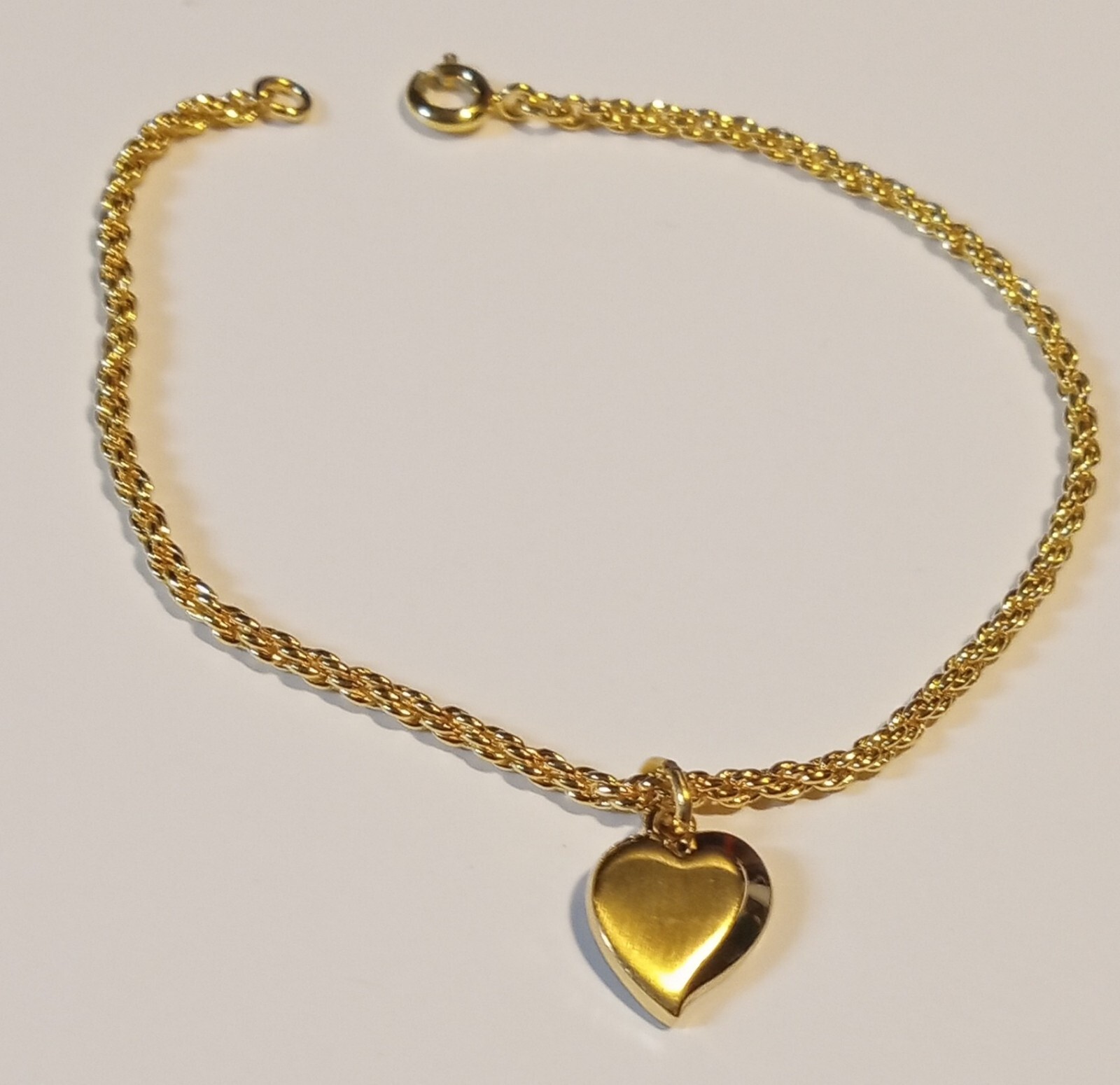 Vintage Speidel USA Two Tone Gold Finish 6 3/4″ Heart Ankle Bracelet – NOS