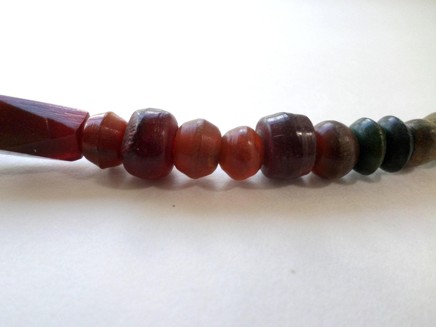 Wood and Lucite Brown Beaded Necklace