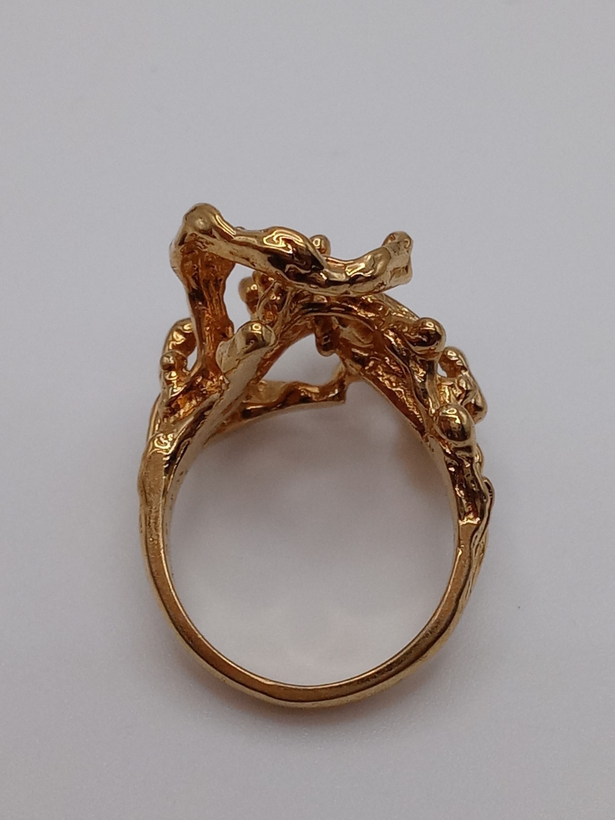 Vintage Modernist Brutalist Gold Tone Finish Over Brass Chunky Ring Size 5.5