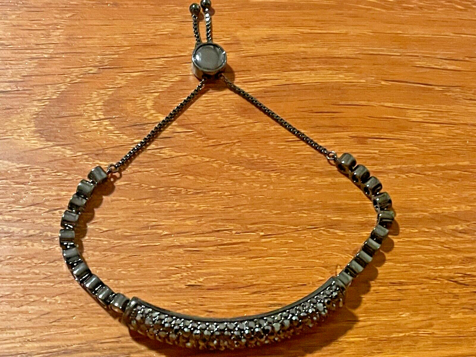 JB Joan Boyce signed pave crystal charcoal slide bracelet HSN mirrored vintage
