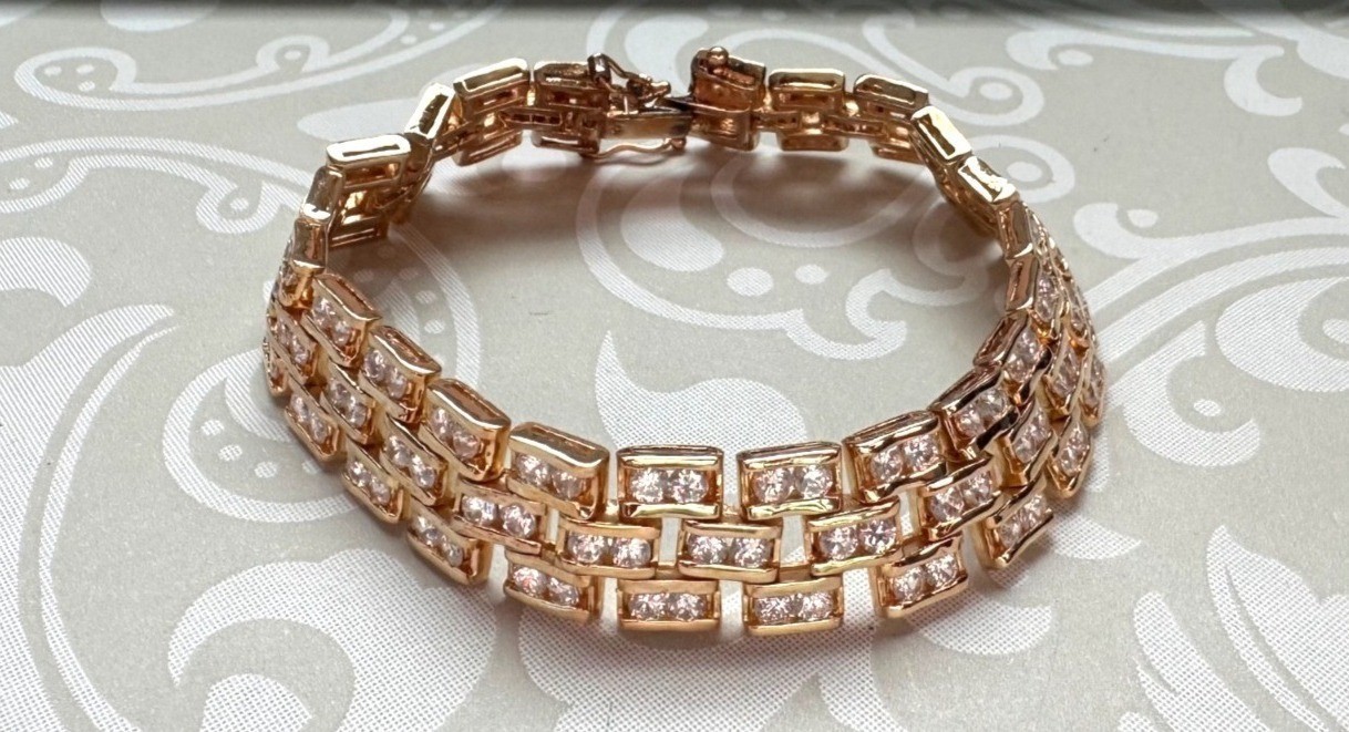 Vintage HSN Colleen Lopez Three Row Rhinestone Tennis Bracelet
