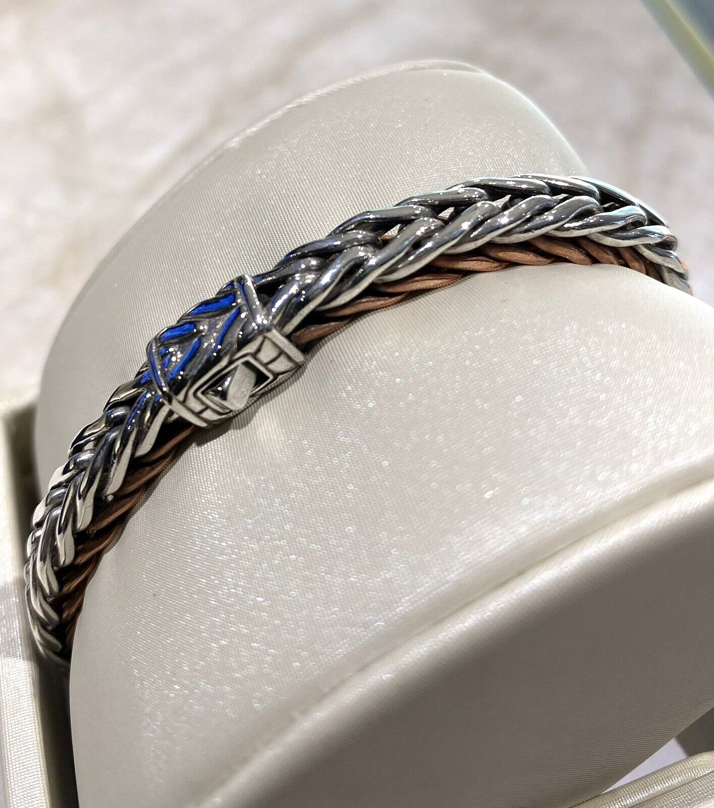 John Hardy sterling silver & copper spiga wheat chain bracelet, 5mm width.