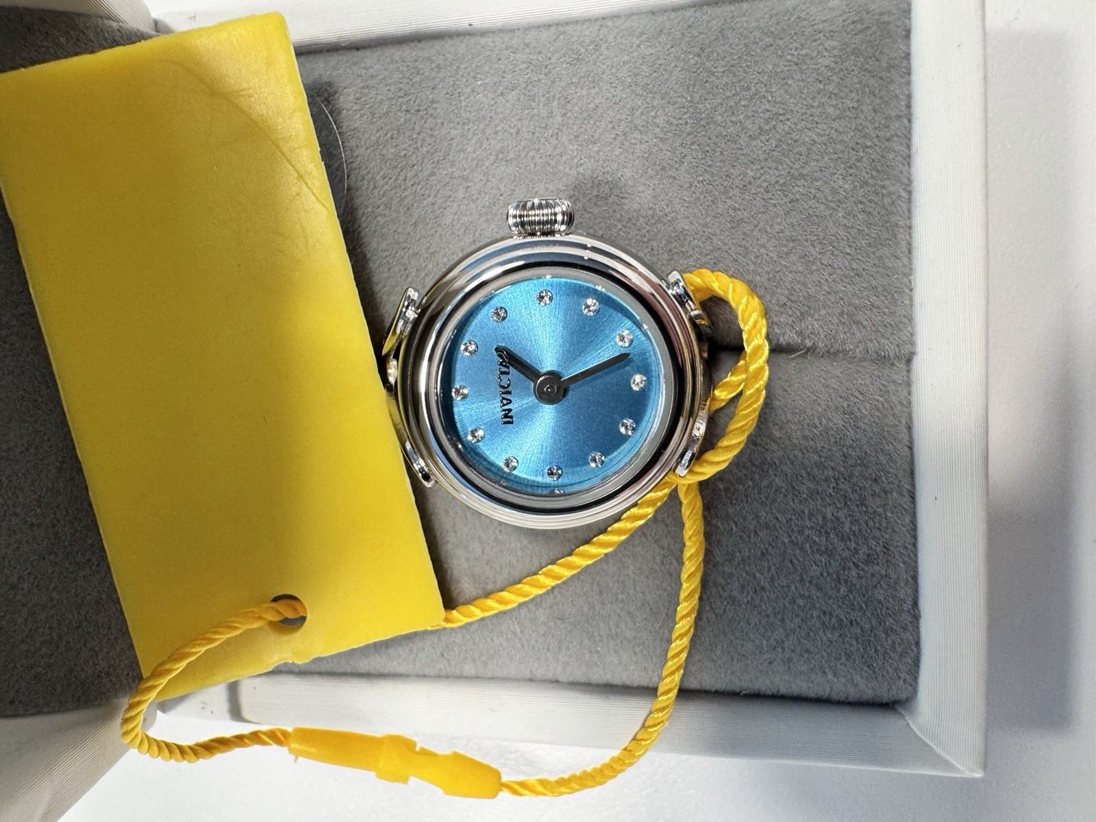 Ladies Invicta Mini Angel Adjustable Ring Watch 17.5mm Pair. 1 Blk, 1 Blue