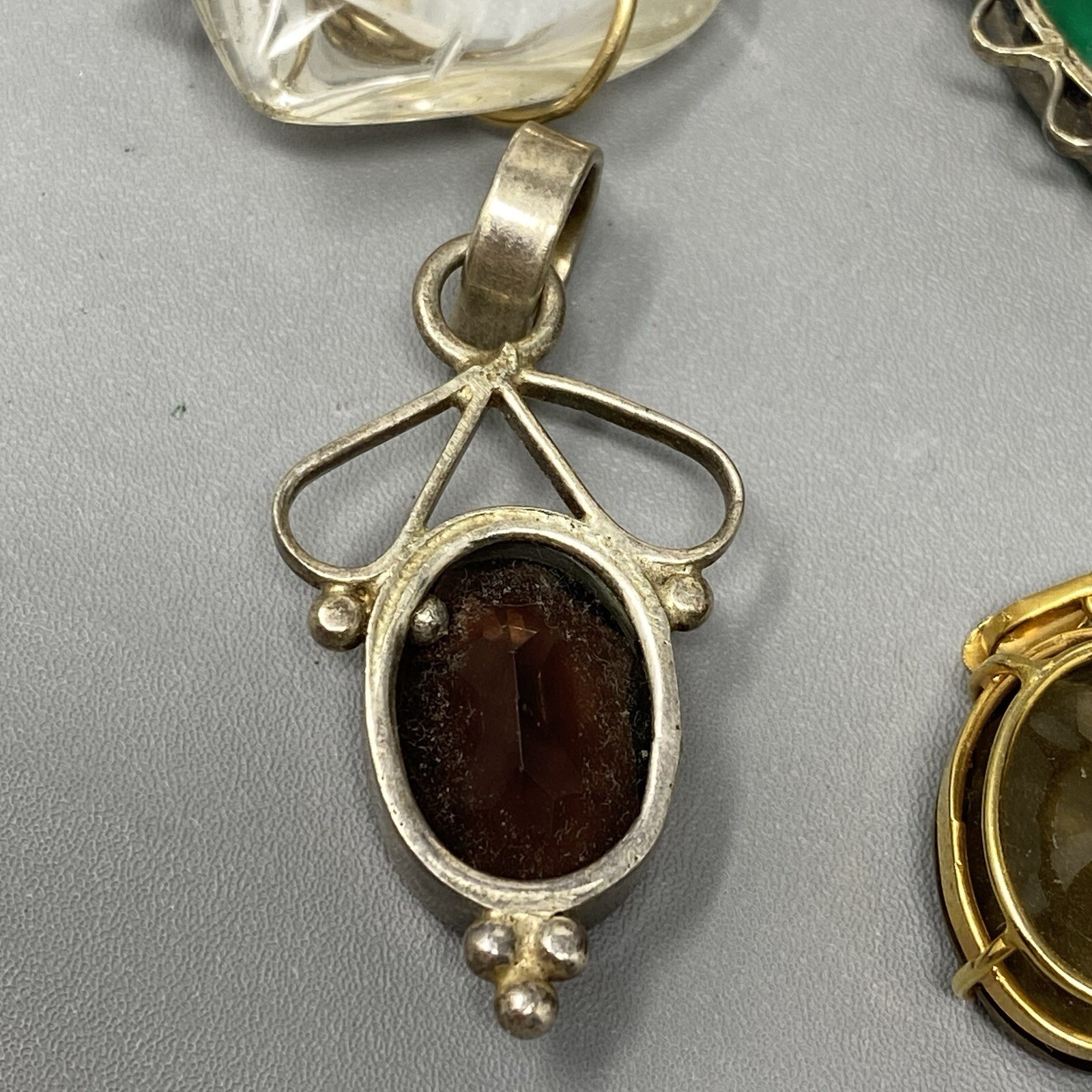 Pedant Lot of 5 Mixed Stone Glass Boho Artisan No Chain Quartz Heart Butterfly