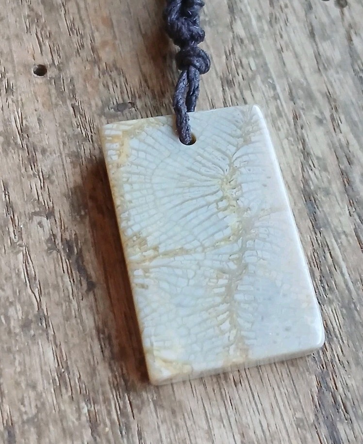 Fossil Coral Necklace Hemp Cord Hippie Boho Layering Science Archeology