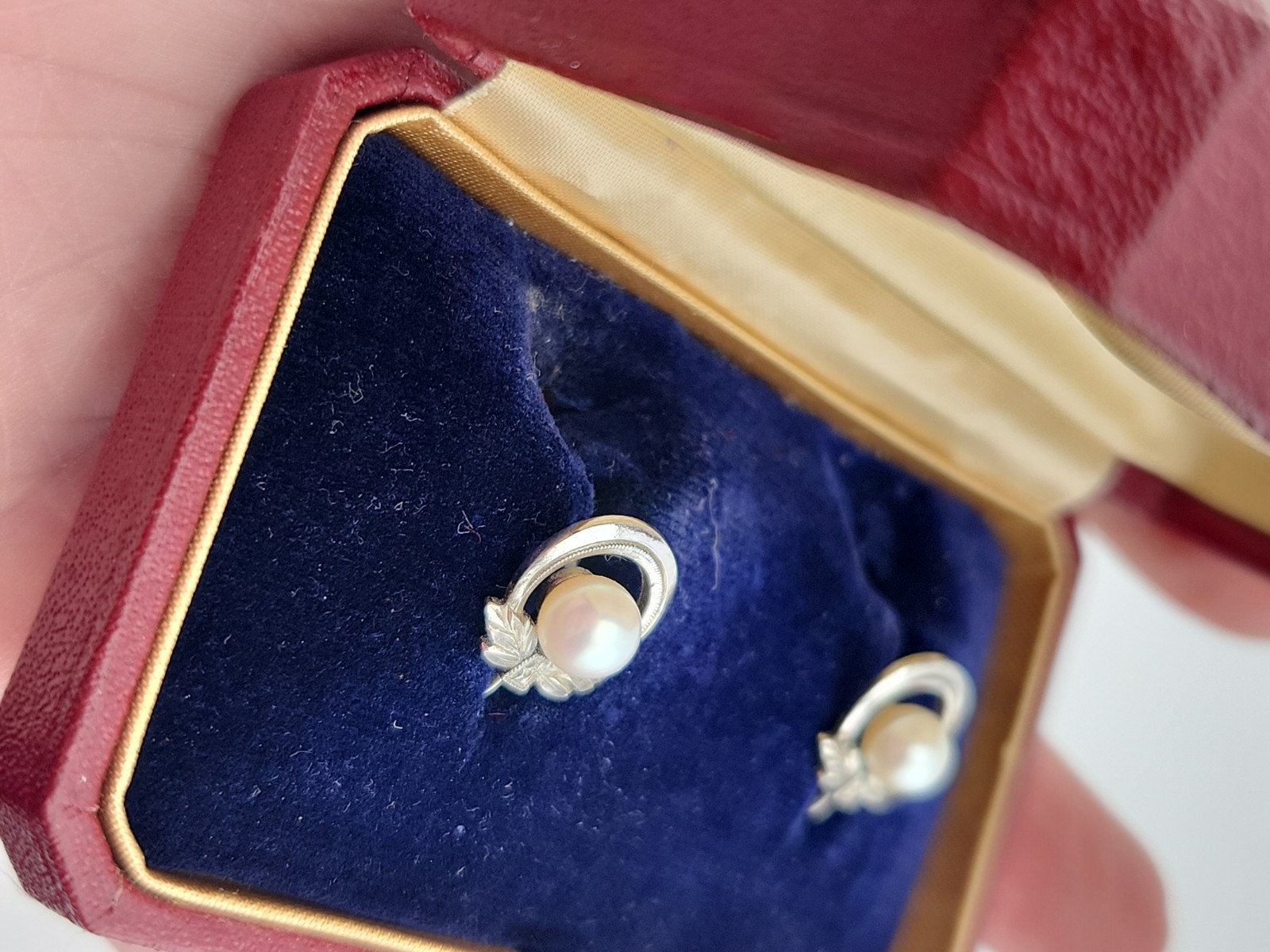 Vintage Mikimoto Pearl Earrings Sterling Silver M S Mark With Box Stunning Gift