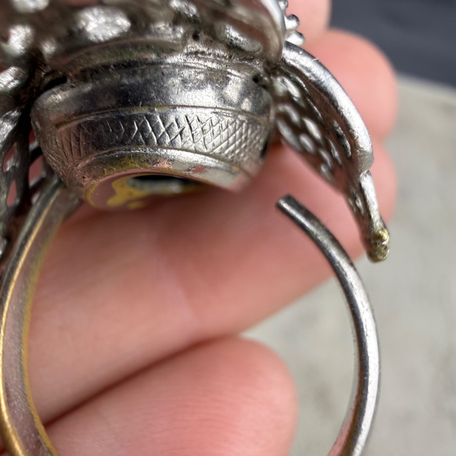 Vintage Whiting & Davis Ring Silver Tone Adjustable Size 6