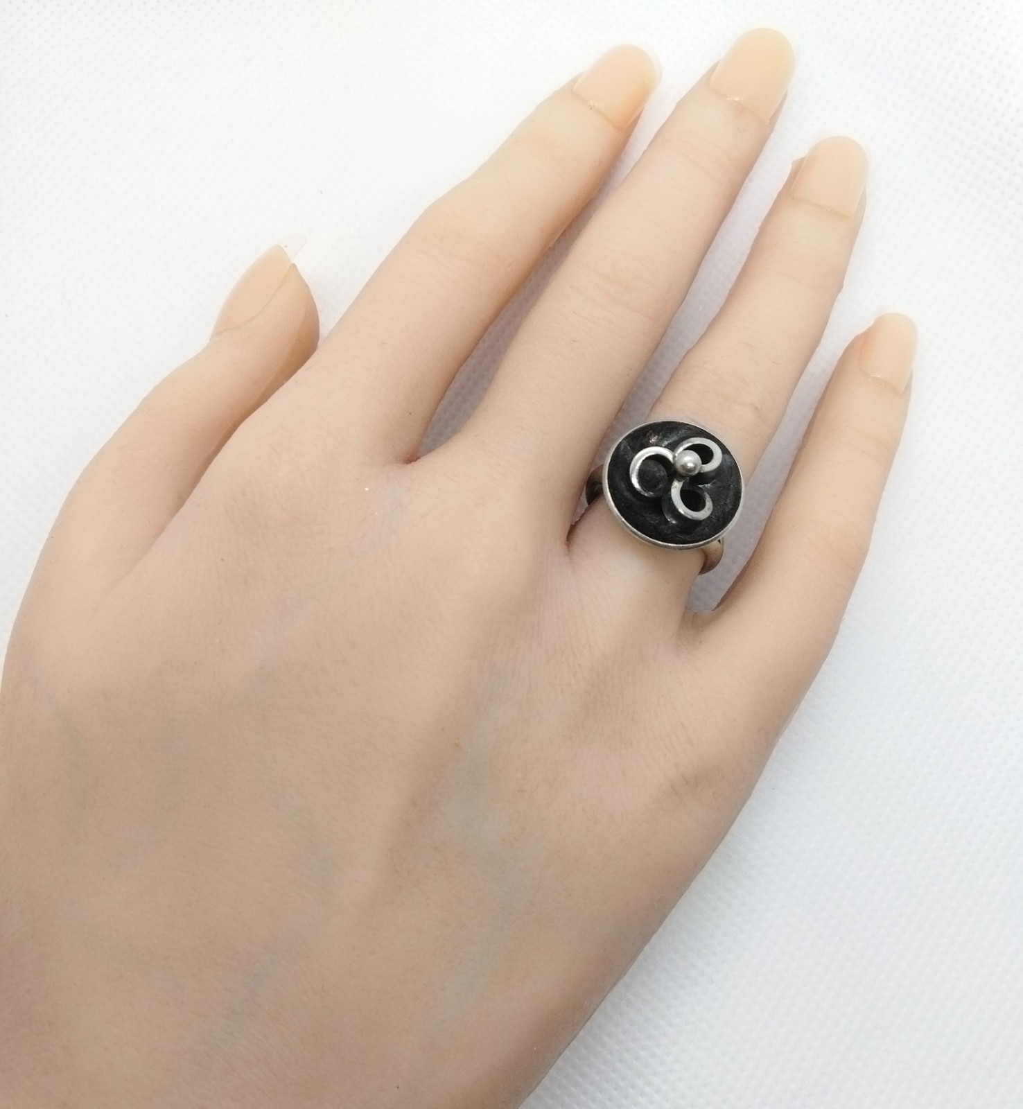 Vintage Denmark N E From Sterling Silver 3D Twist Modernist Ring Size 6