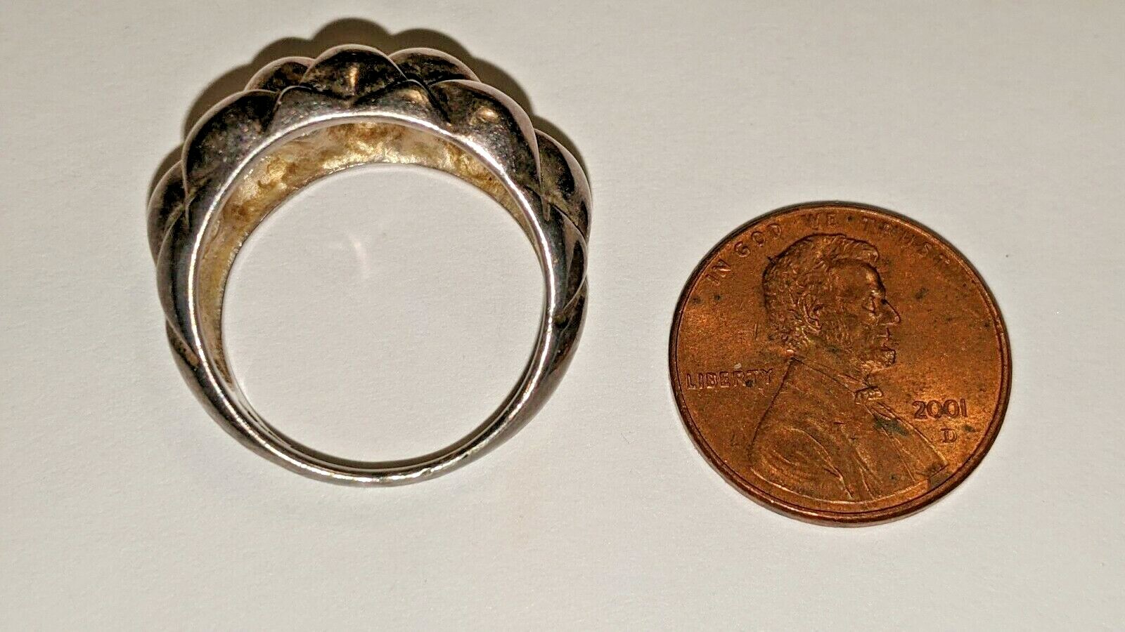 VINTAGE STERLING SILVER RING ABOUT SIZE 7 1/2 HALLMARKED SIGNED 925 TH