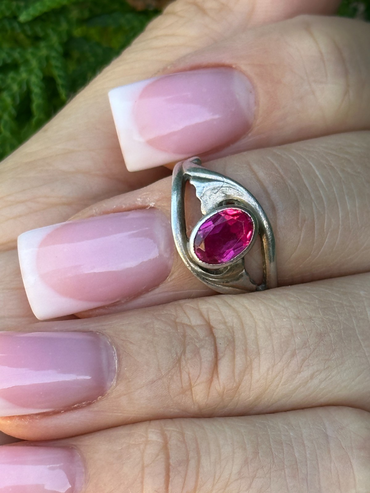 USSR Ring Woman Silver 925 Vintage Jewellery corundum (ruby) – 17.5mm