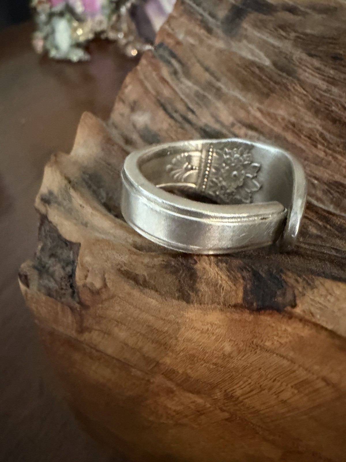 Spoon Ring “First Love” Wm. Rogers- 1937 Hand Crafted Size 9 Silver Plate