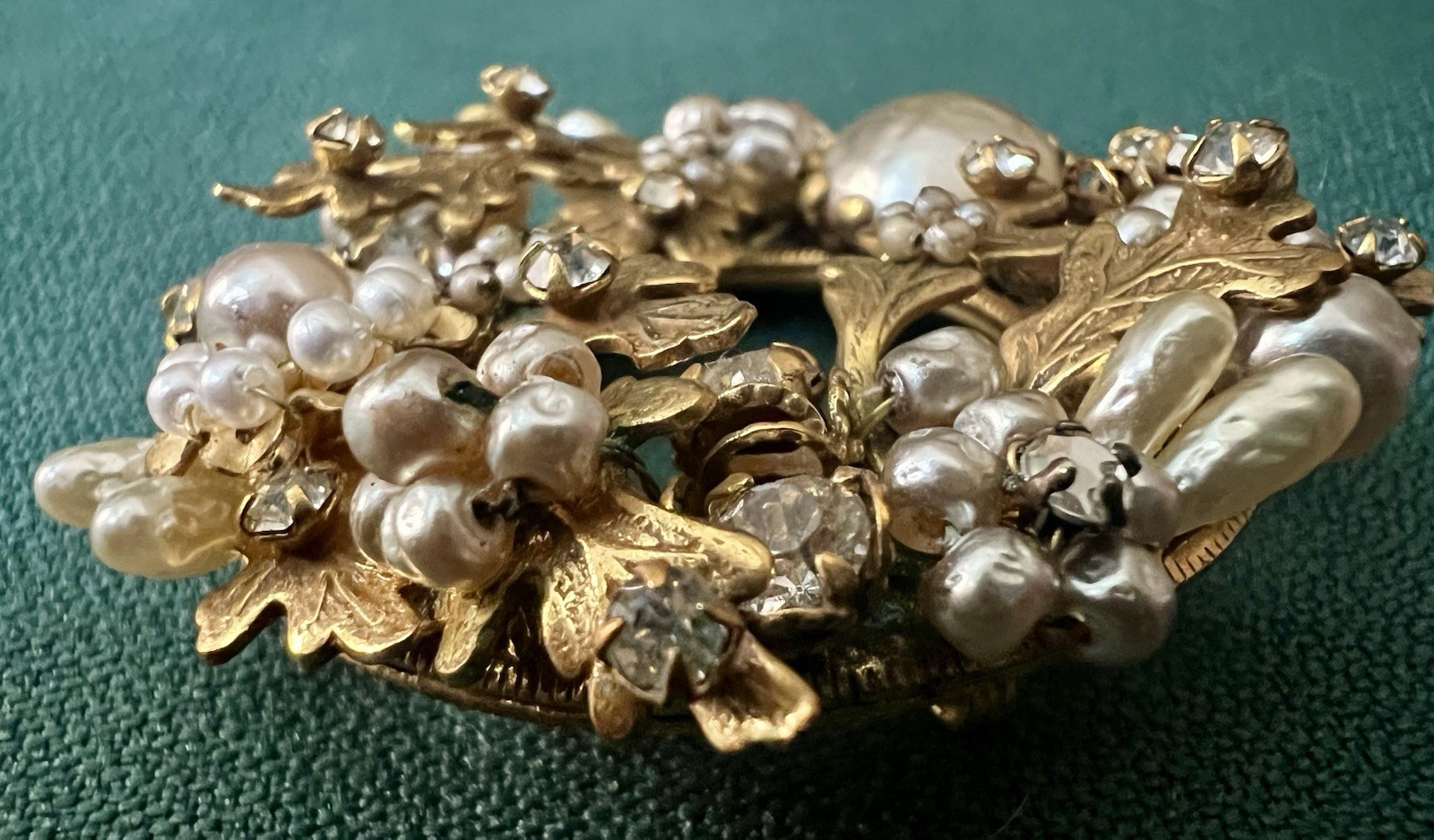 ORIGINAL BY ROBERT STUNNING PEARL RHINESTONE VTG BROOCH PENDANT MINTY CONDITION