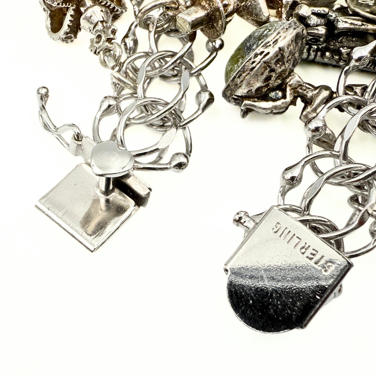 Amazing Marked Sterling Silver Lady Crown Charms Bracelet