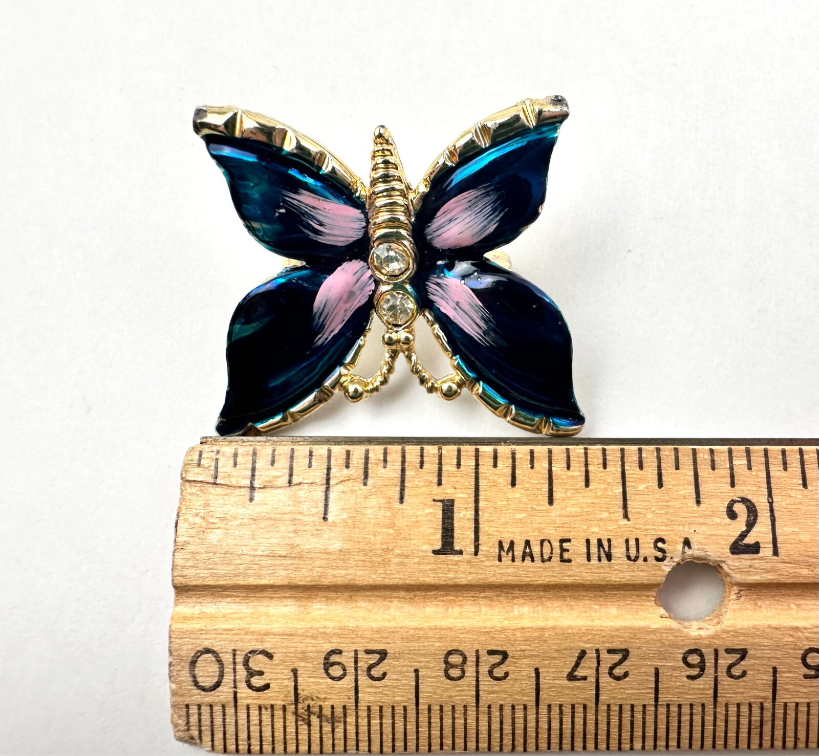 Lot 3 Vintage Brooches Pins: Red Hat Pin, Purple/Pink and Gold/Silver Butteflies