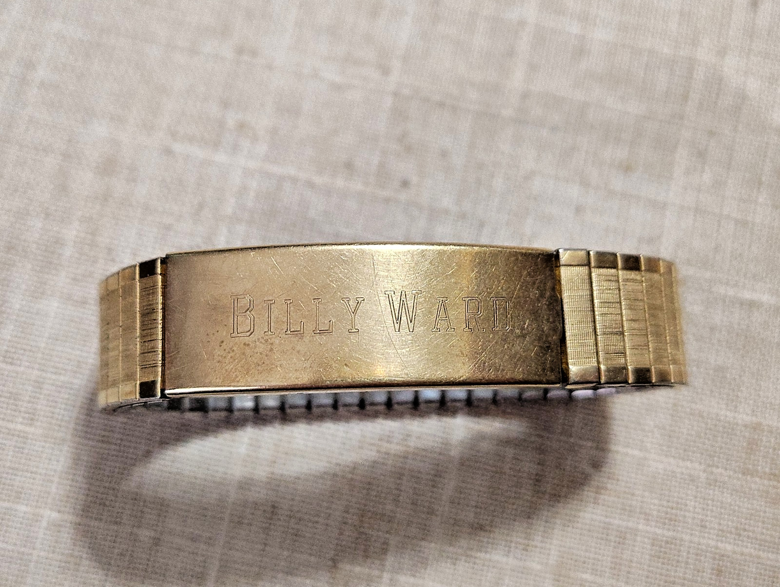 VTG Speidel 10kt Gold Filled Locket ID Expansion Bracelet Engraved Billy Ward