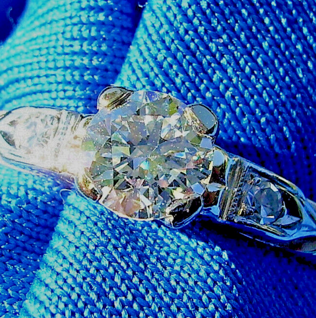 Original EARTH MINED DIAMOND Deco Engagement RING Vintage Solitaire 14K GOLD 6