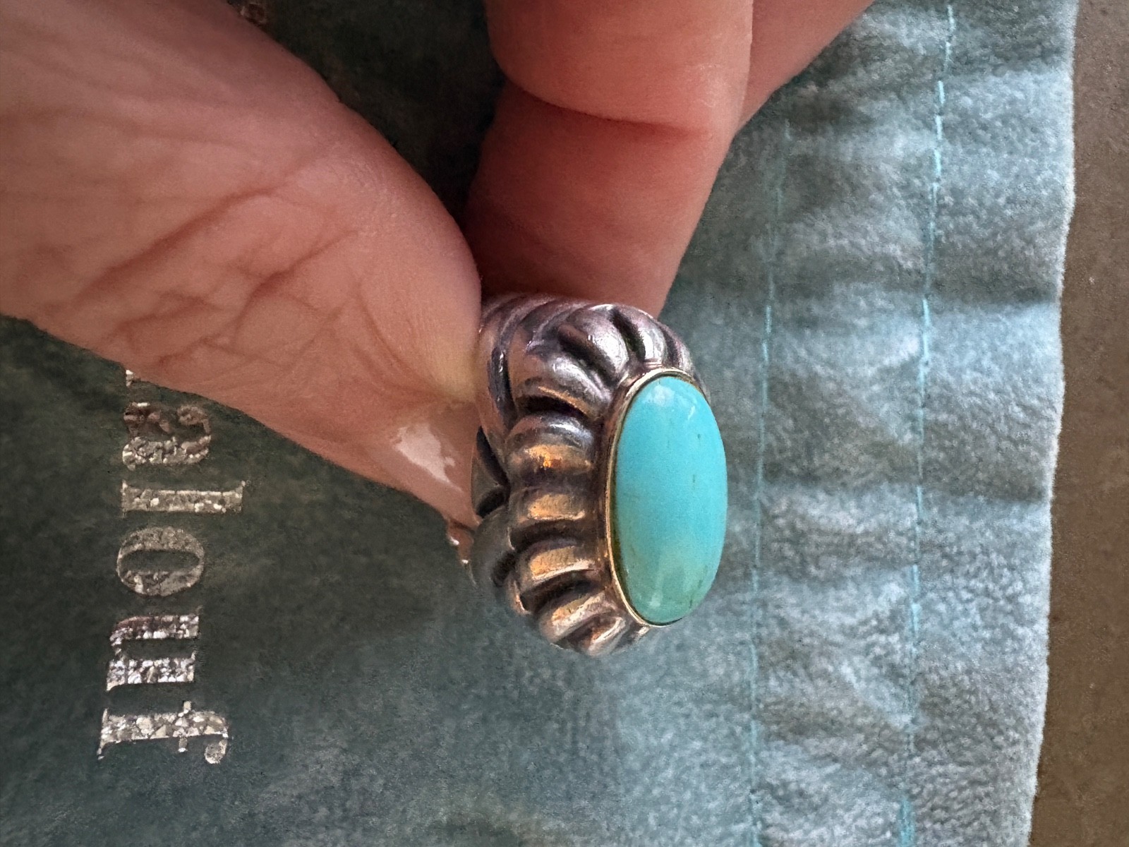 Gorgeous DIAN MALOUF 14K Yellow Gold/ Sterling Silver Turquoise Ring Size 4.5