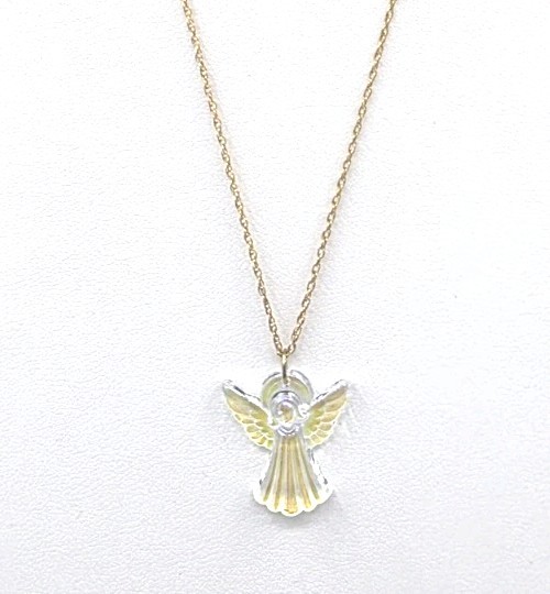 Aurora Borealis Angel Pendant on 14kt Yellow Gold-Filled Chain